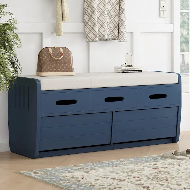 Storage Bench with 2 Drawers and Hidden Storage Space