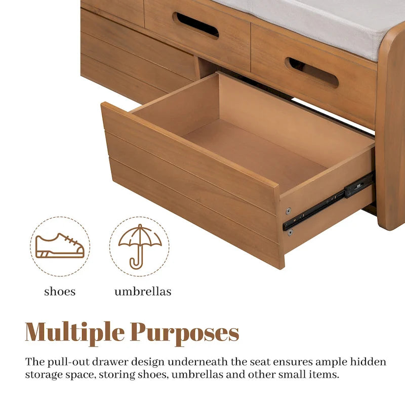 Banc de rangement avec 2 tiroirs et espace de rangement dissimulé