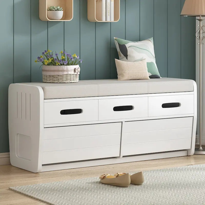 Banc de rangement avec 2 tiroirs et espace de rangement dissimulé