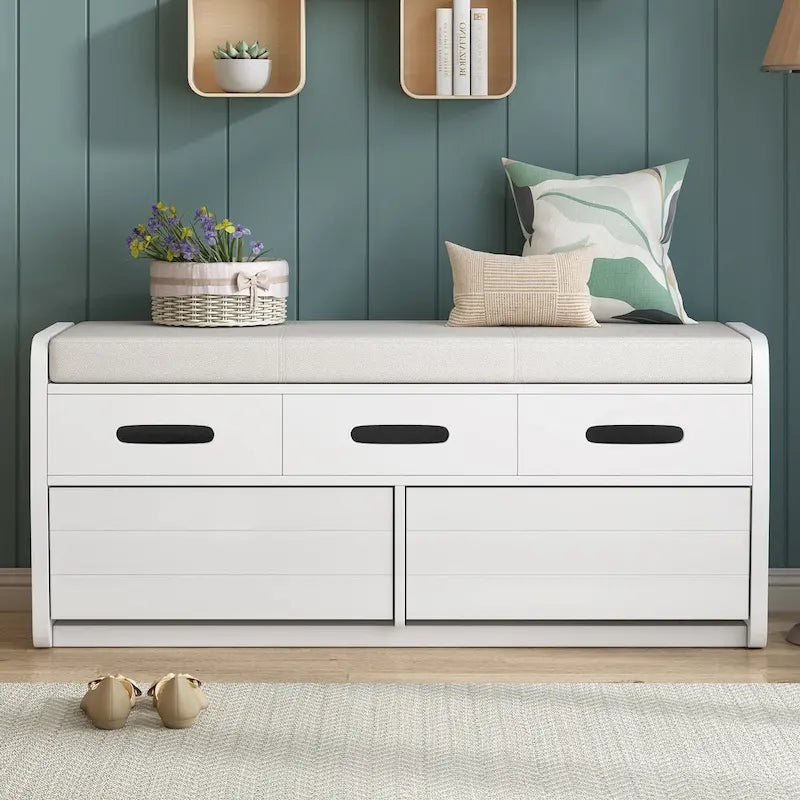 Banc de rangement avec 2 tiroirs et espace de rangement dissimulé