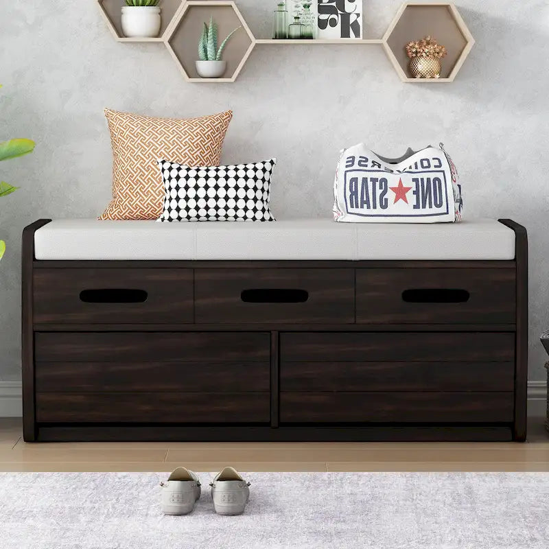 Banc de rangement avec 2 tiroirs et espace de rangement dissimulé
