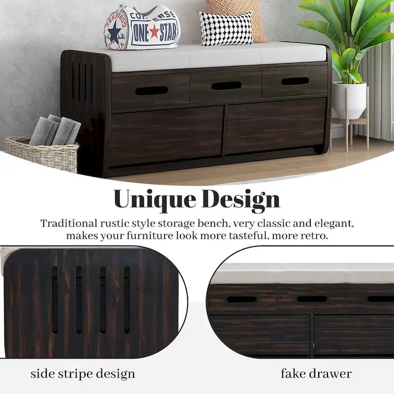 Banc de rangement avec 2 tiroirs et espace de rangement dissimulé