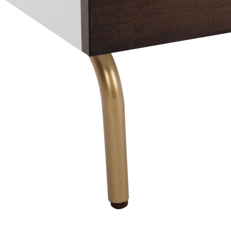 2-Drawer Nightstand with Walnut Finish and Gold Pulls