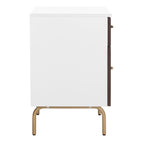 2-Drawer Nightstand with Walnut Finish and Gold Pulls