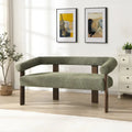 Round Armrest Loveseat with Rubberwood Frame