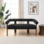 Round Armrest Loveseat with Rubberwood Frame