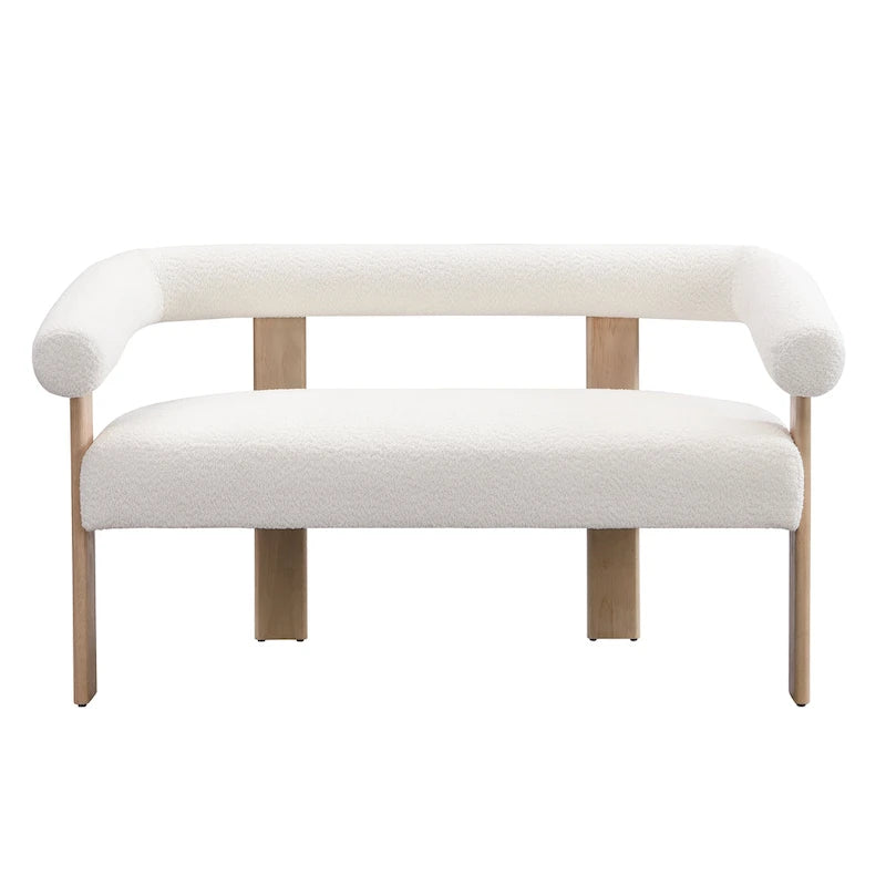 Round Armrest Loveseat with Rubberwood Frame
