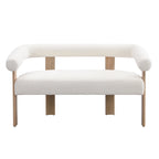 Round Armrest Loveseat with Rubberwood Frame