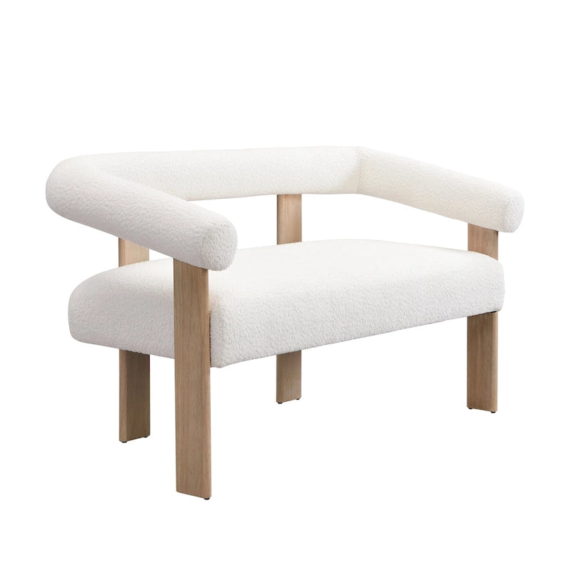 Round Armrest Loveseat with Rubberwood Frame