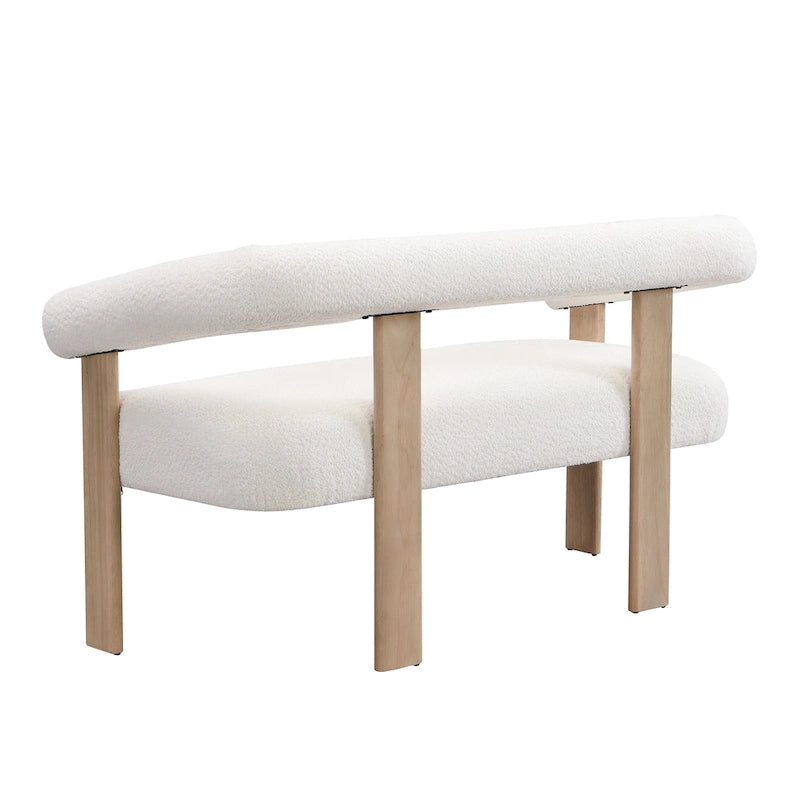Round Armrest Loveseat with Rubberwood Frame