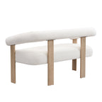 Round Armrest Loveseat with Rubberwood Frame