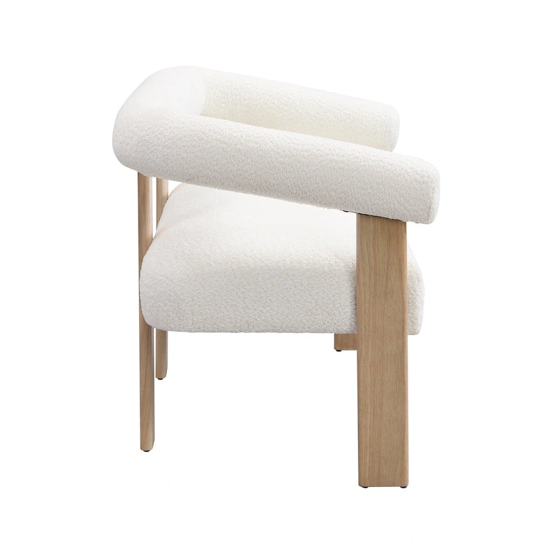 Round Armrest Loveseat with Rubberwood Frame