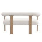 Round Armrest Loveseat with Rubberwood Frame