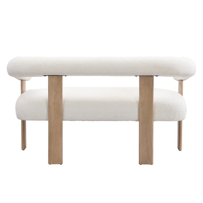 Round Armrest Loveseat with Rubberwood Frame