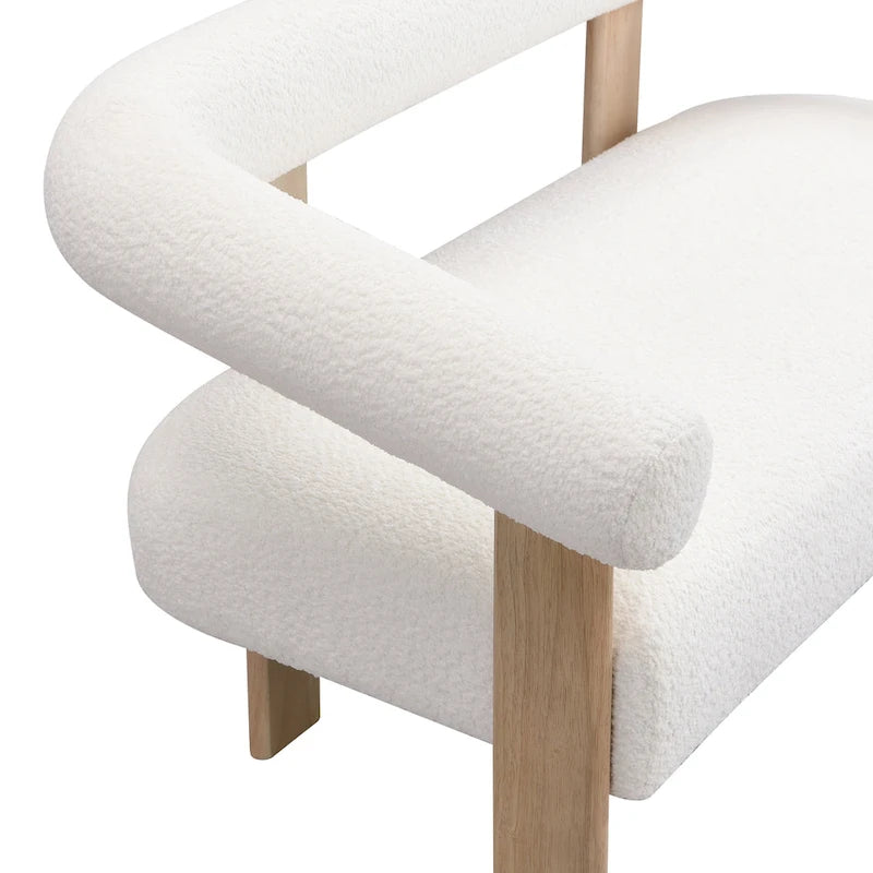 Round Armrest Loveseat with Rubberwood Frame