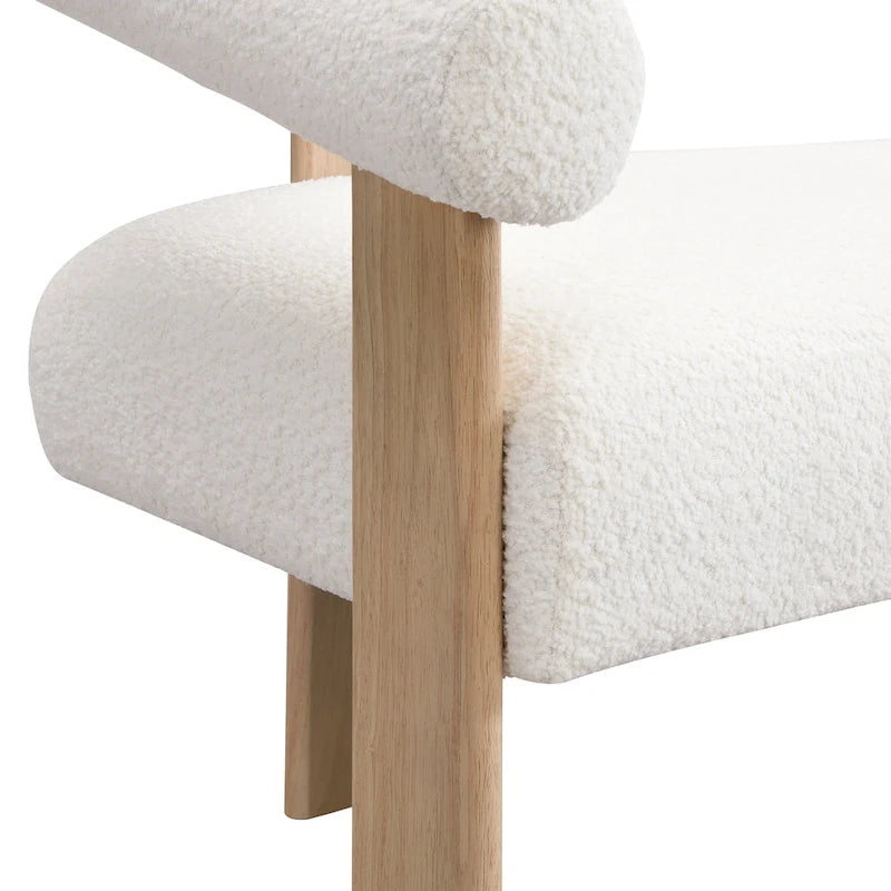 Round Armrest Loveseat with Rubberwood Frame