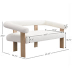 Round Armrest Loveseat with Rubberwood Frame