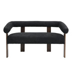 Round Armrest Loveseat with Rubberwood Frame
