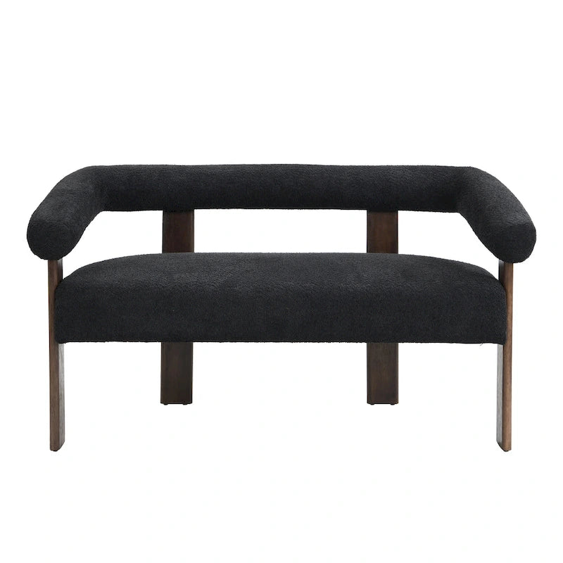 Round Armrest Loveseat with Rubberwood Frame