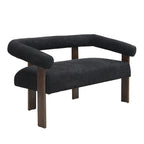 Round Armrest Loveseat with Rubberwood Frame