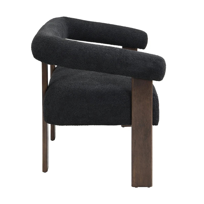 Round Armrest Loveseat with Rubberwood Frame