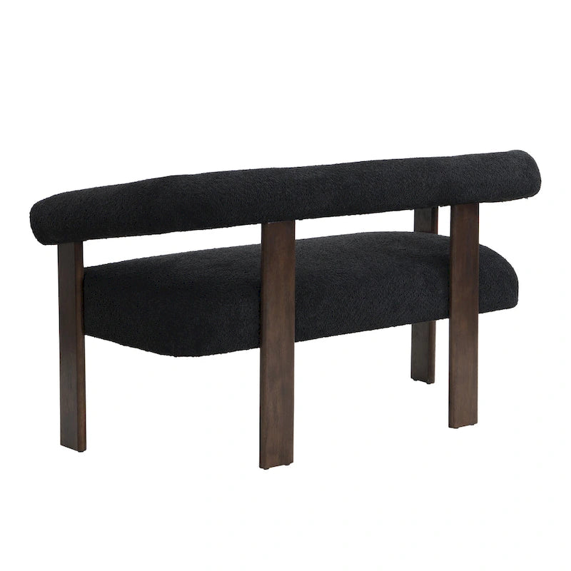 Round Armrest Loveseat with Rubberwood Frame