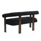 Round Armrest Loveseat with Rubberwood Frame