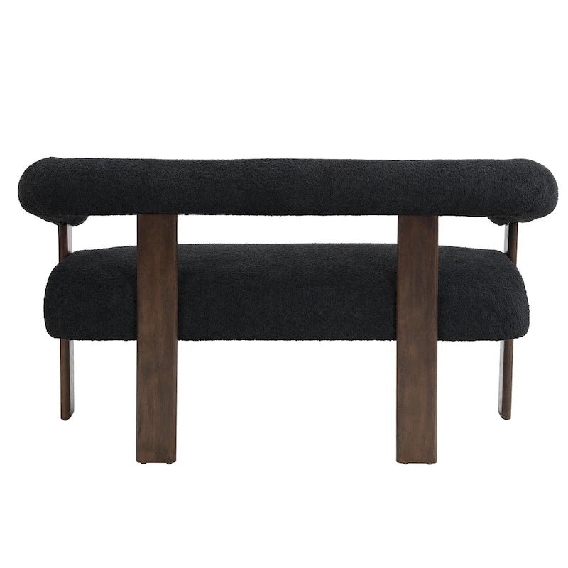 Round Armrest Loveseat with Rubberwood Frame
