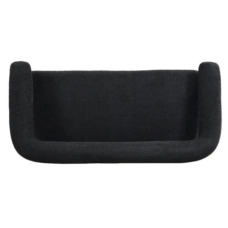 Round Armrest Loveseat with Rubberwood Frame