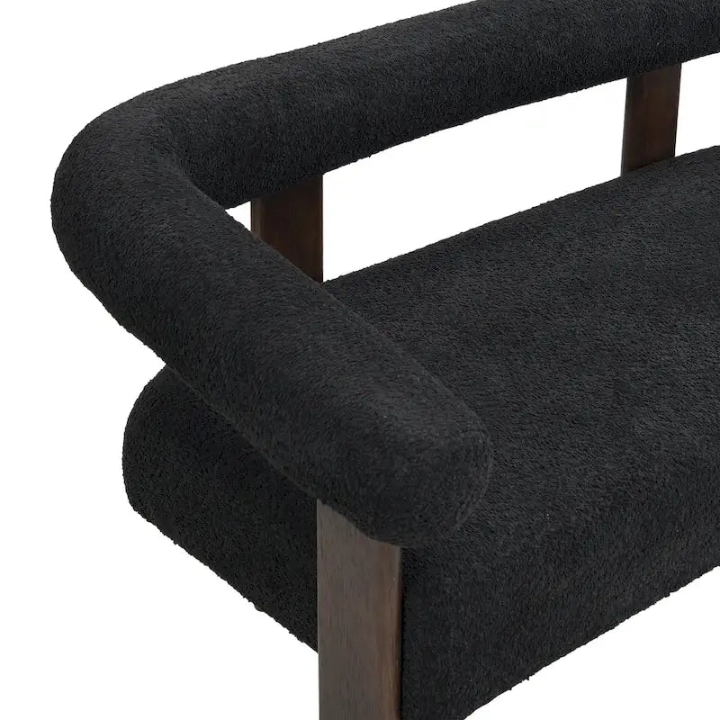 Round Armrest Loveseat with Rubberwood Frame