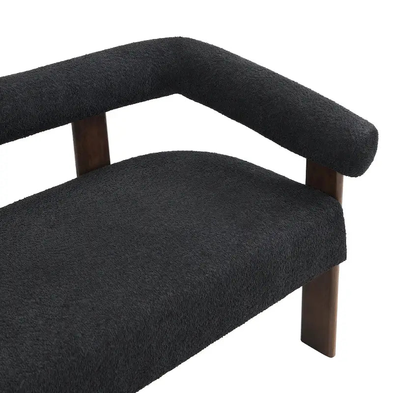 Round Armrest Loveseat with Rubberwood Frame