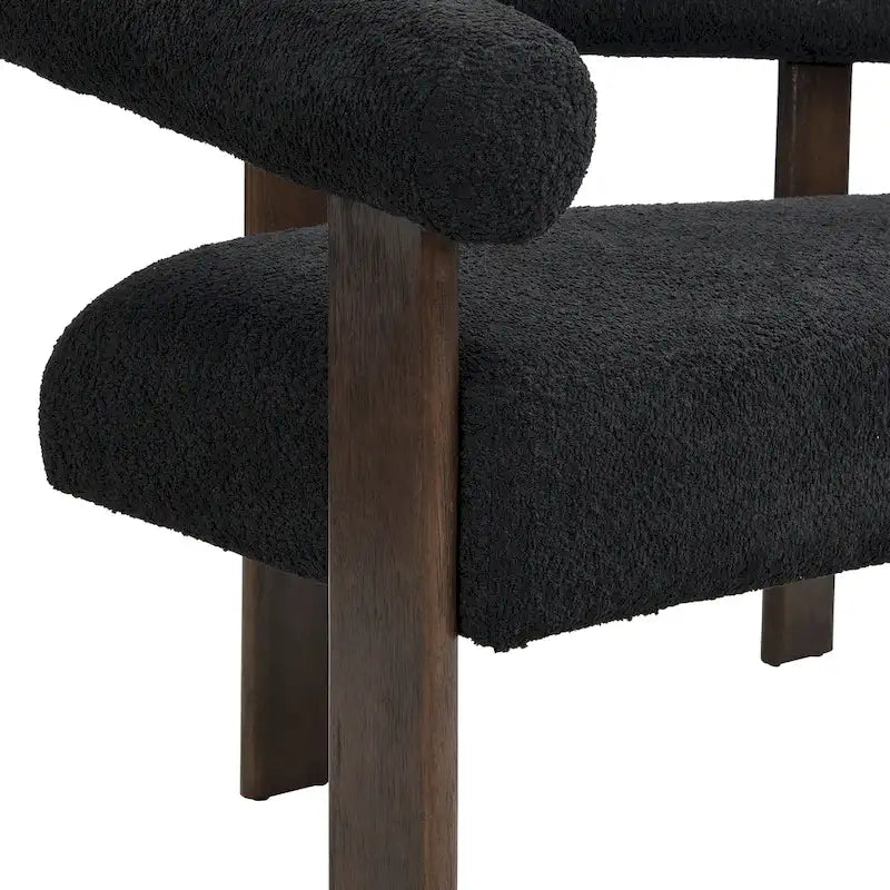 Round Armrest Loveseat with Rubberwood Frame