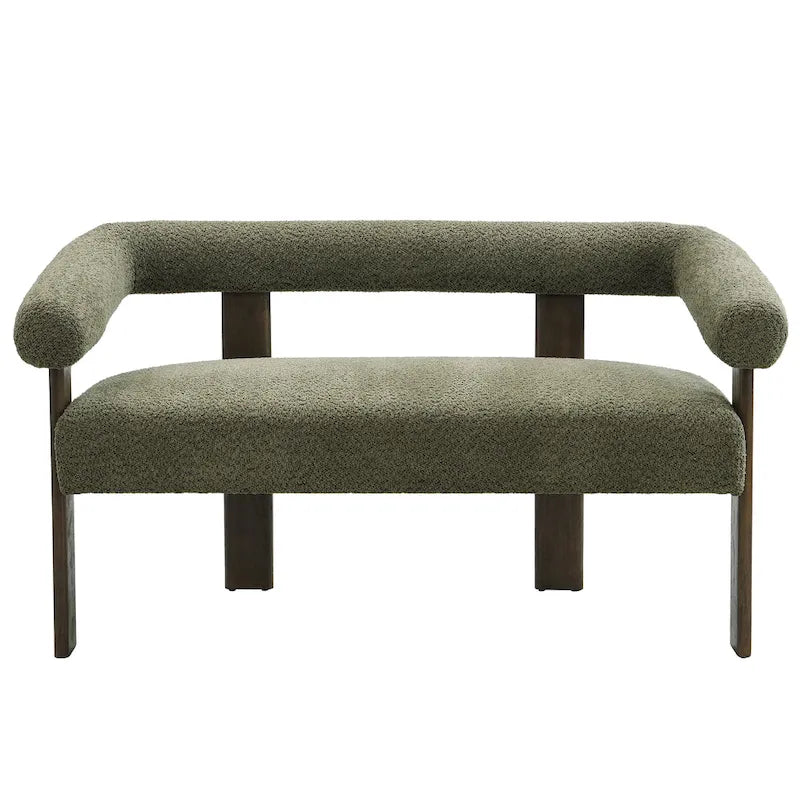 Round Armrest Loveseat with Rubberwood Frame