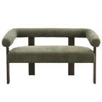 Round Armrest Loveseat with Rubberwood Frame