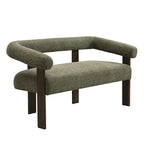 Round Armrest Loveseat with Rubberwood Frame