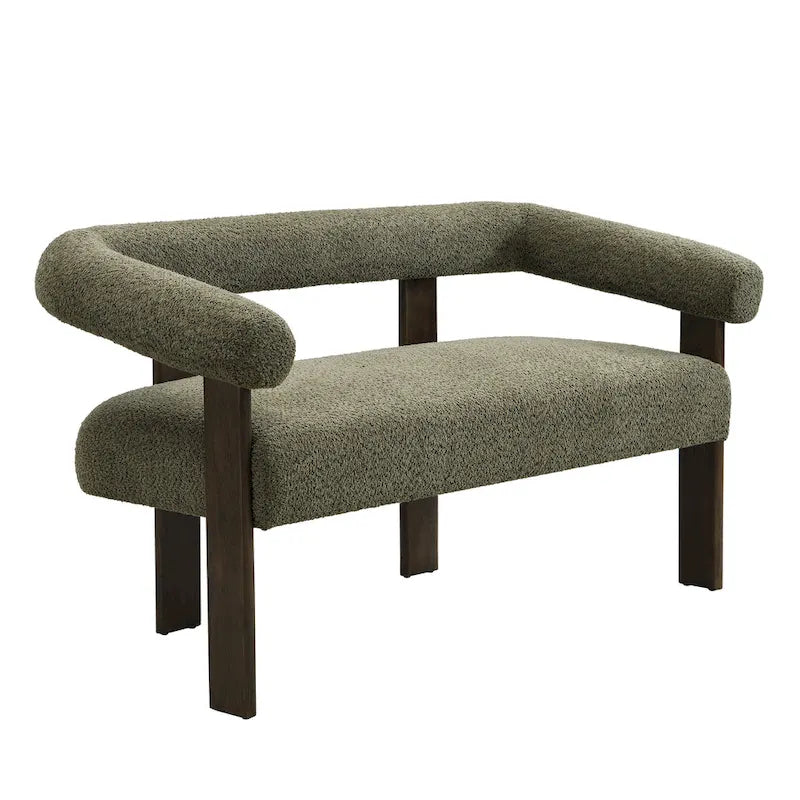 Round Armrest Loveseat with Rubberwood Frame