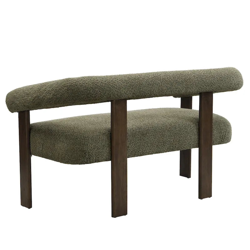 Round Armrest Loveseat with Rubberwood Frame