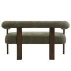 Round Armrest Loveseat with Rubberwood Frame