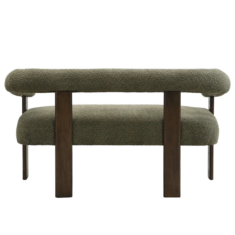 Round Armrest Loveseat with Rubberwood Frame