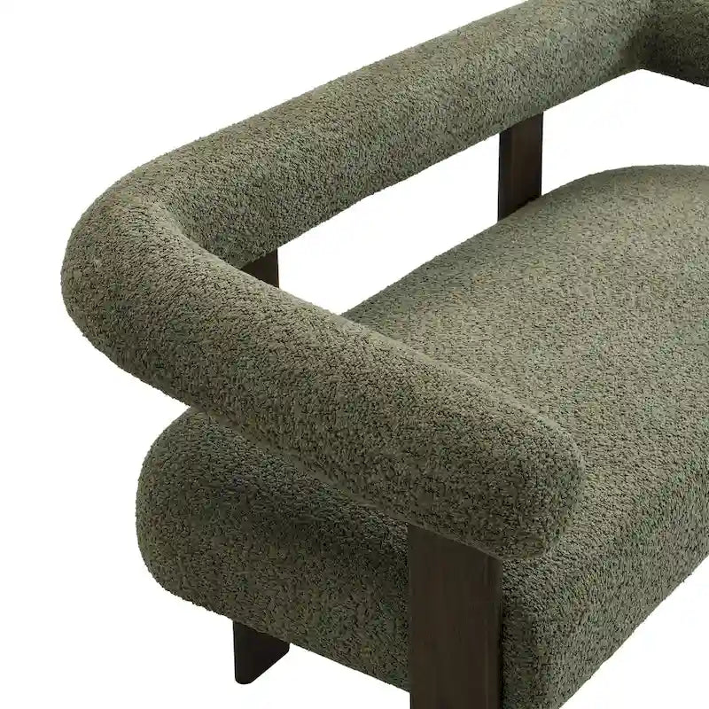 Round Armrest Loveseat with Rubberwood Frame