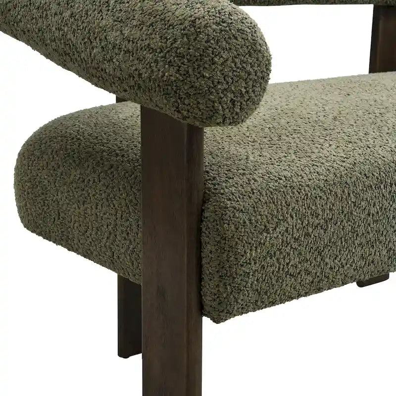 Round Armrest Loveseat with Rubberwood Frame