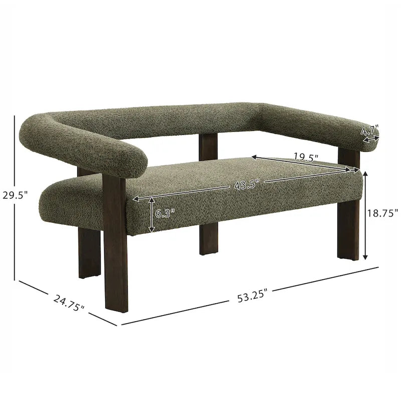 Round Armrest Loveseat with Rubberwood Frame