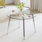 Tempered Glass Dining Table with Metal Frame