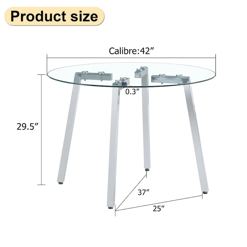 Tempered Glass Dining Table with Metal Frame