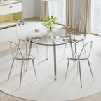 Tempered Glass Dining Table with Metal Frame