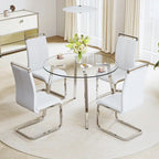 Tempered Glass Dining Table with Metal Frame