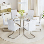 Tempered Glass Dining Table with Metal Frame