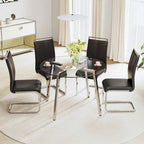 Tempered Glass Dining Table with Metal Frame