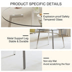 Tempered Glass Dining Table with Metal Frame