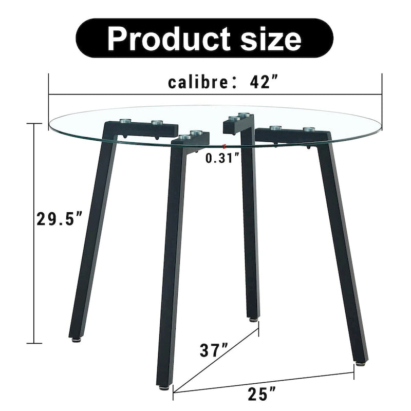Tempered Glass Dining Table with Metal Frame